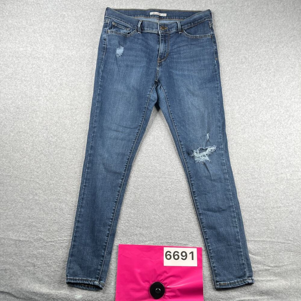 Levis 710 Super Skinny Jeans Womens Size 32 Blue Casual Ditressed